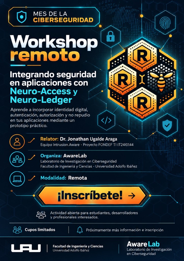 Afiche del workshop remoto Neuro-Access y Neuro-Ledger
